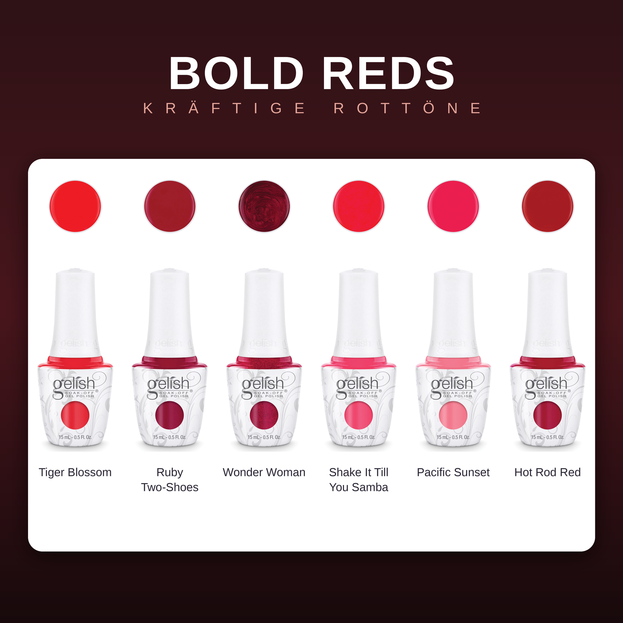Gelish Bold Reds Bundle - 6x 15ml