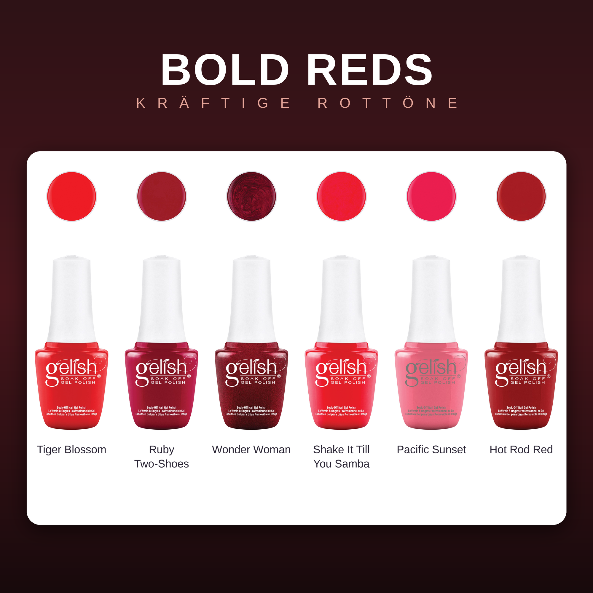 Gelish Bold Reds Bundle - 6x 9ml