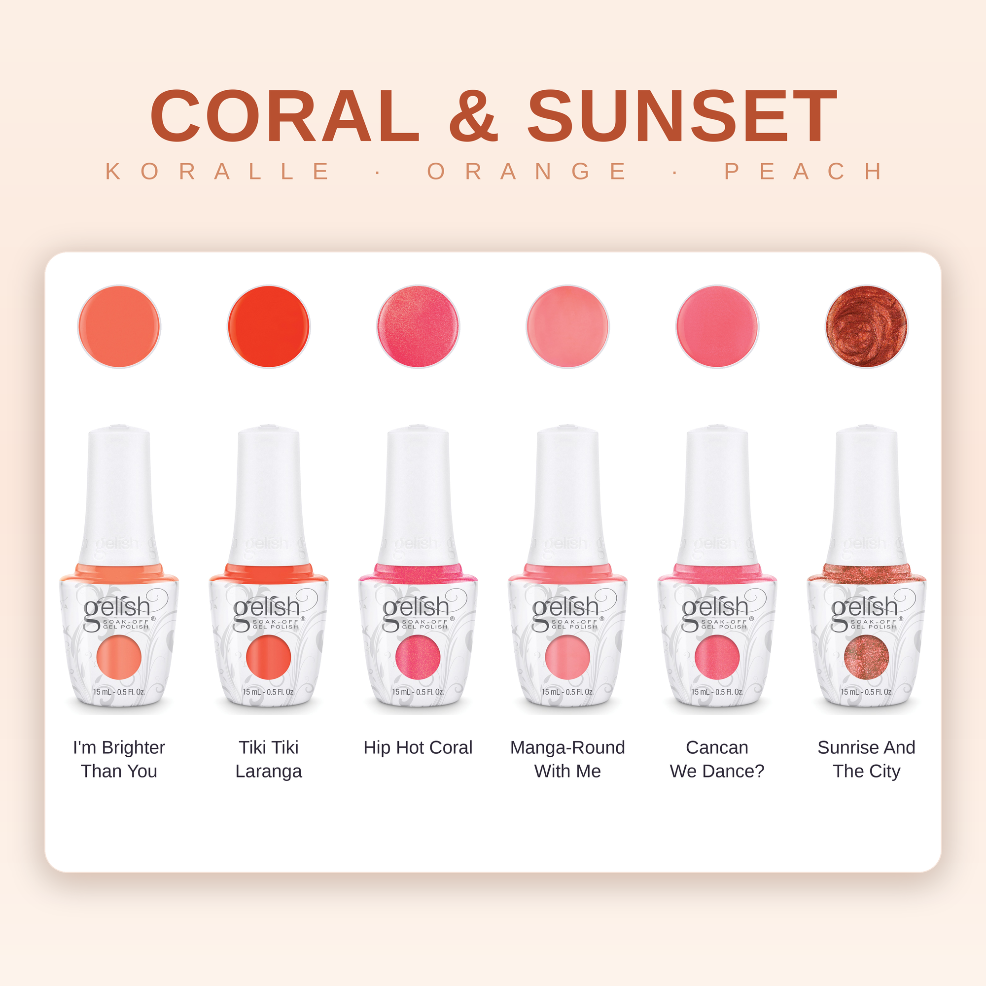 Gelish Coral & Sunset Bundle - 6x 15ml