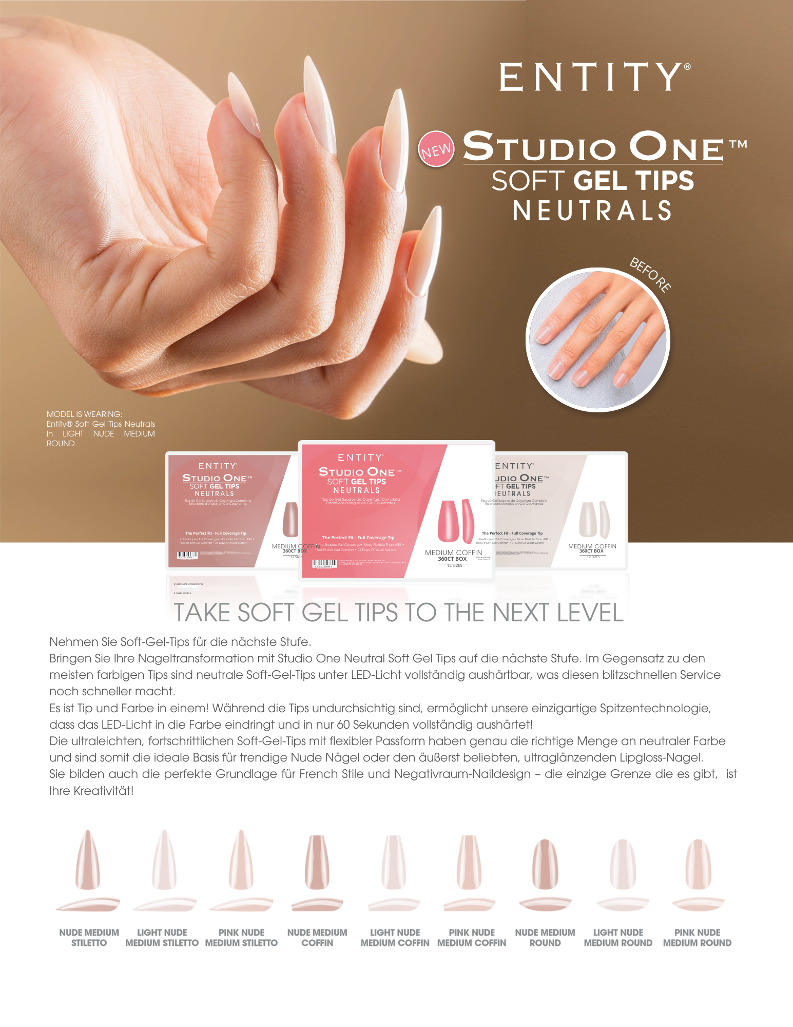 Soft Gel Tips- Medium Round Light Nude